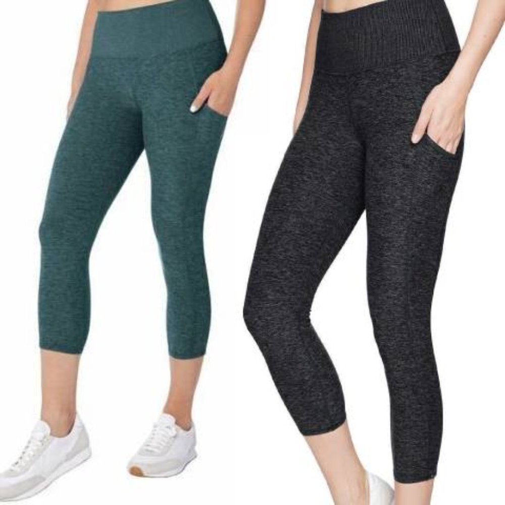 Kirkland Signature High Rise Brushed Leggings Capri 2-Pack XS NWT